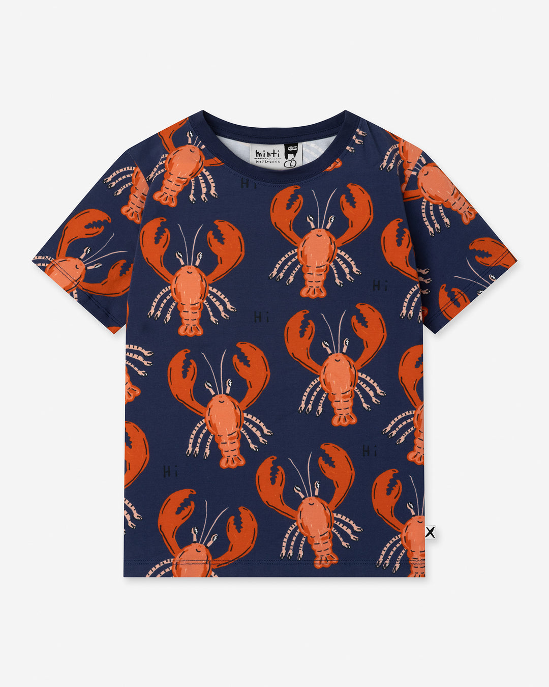 Vacay Crayfish Tee in midnight, boys t shirt by Minti, flat lay