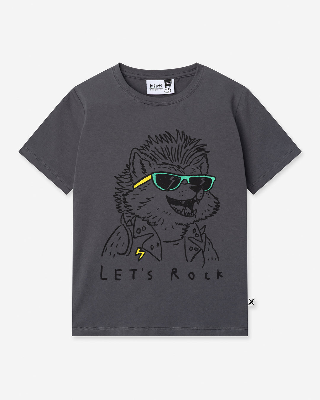 Werewolf Rockstar Tee in dark grey, boys t shirt by Minti, flat lay