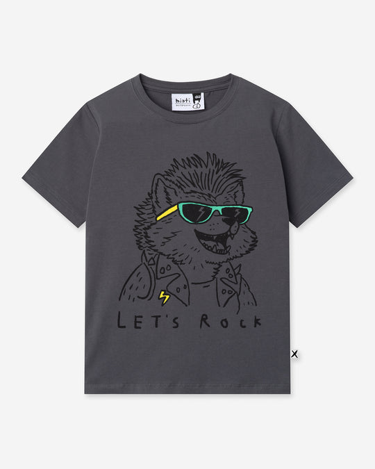 Werewolf Rockstar Tee in dark grey, boys t shirt by Minti, flat lay