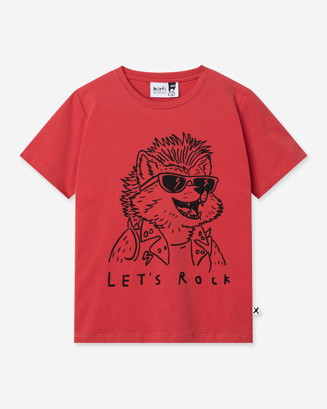 Werewolf Rockstar Tee in melon, boys t shirt by Minti, flat lay