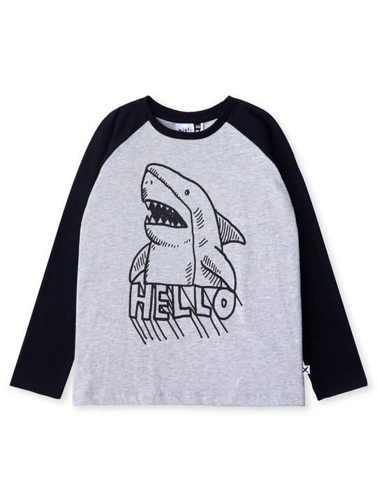 Minti kids clothing. Luxe raglan tee with contrast sleeves and neck. 190 Gram // 95% Cotton // 5% Elastane.