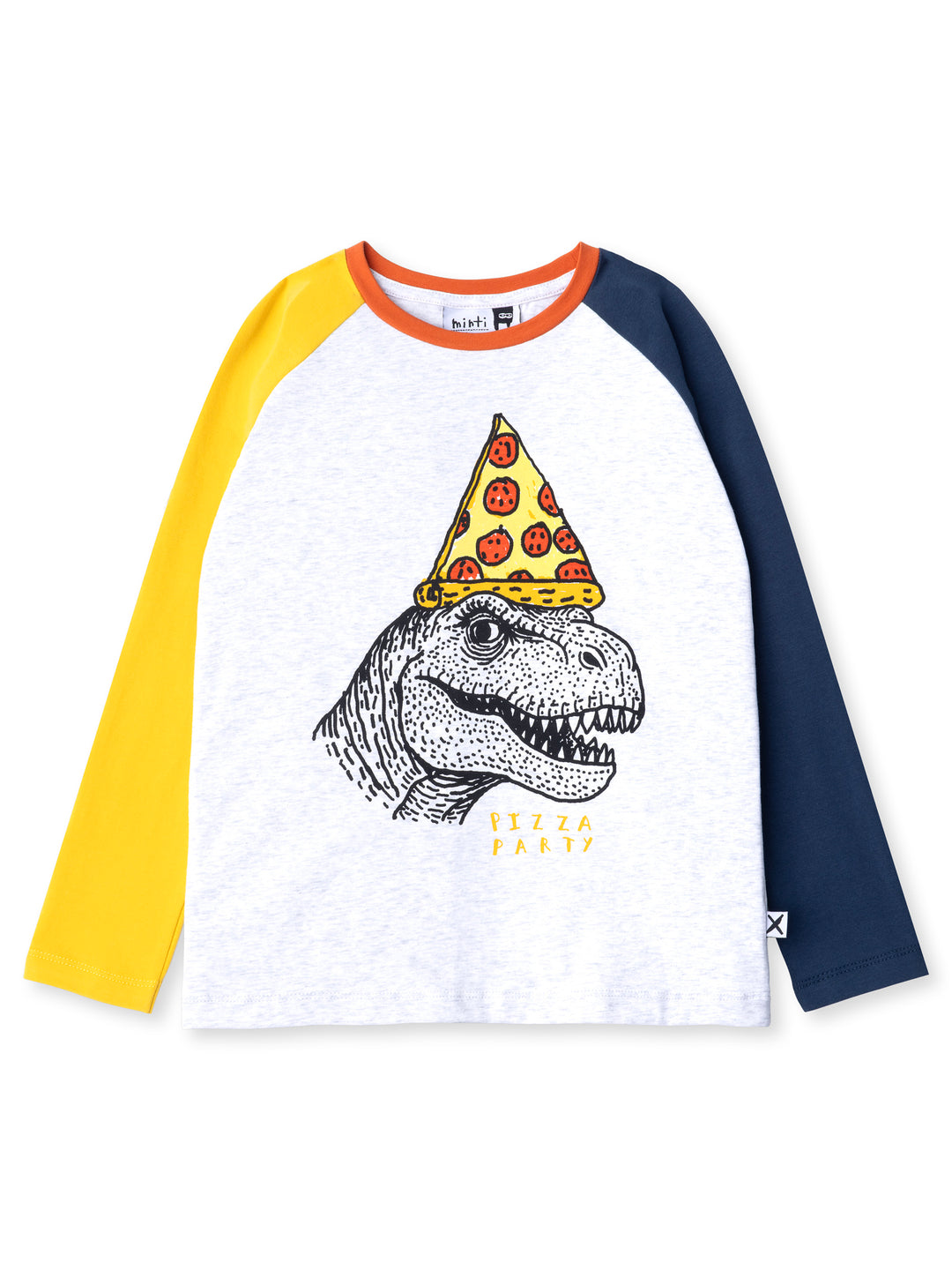 Minti kids clothing. Luxe raglan tee with contrast sleeves and neck. 190 Gram // 95% Cotton // 5% Elastane.