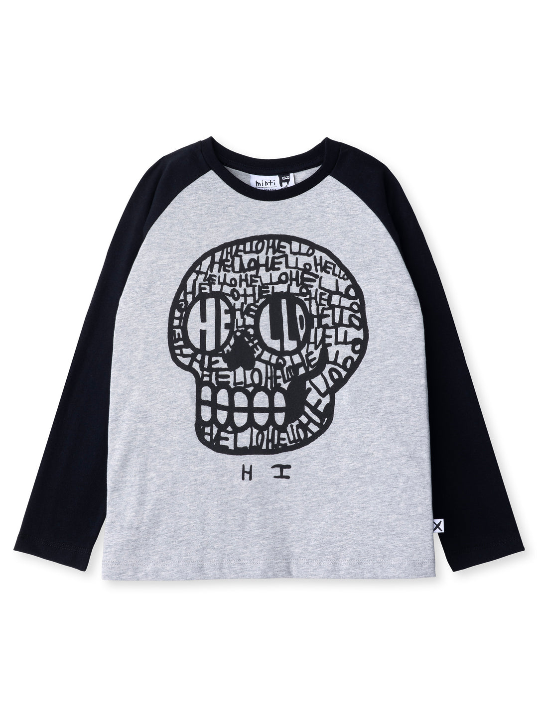 Minti kids clothing. Luxe raglan tee with contrast sleeves and neck. 160 Gram // 100% Cotton.