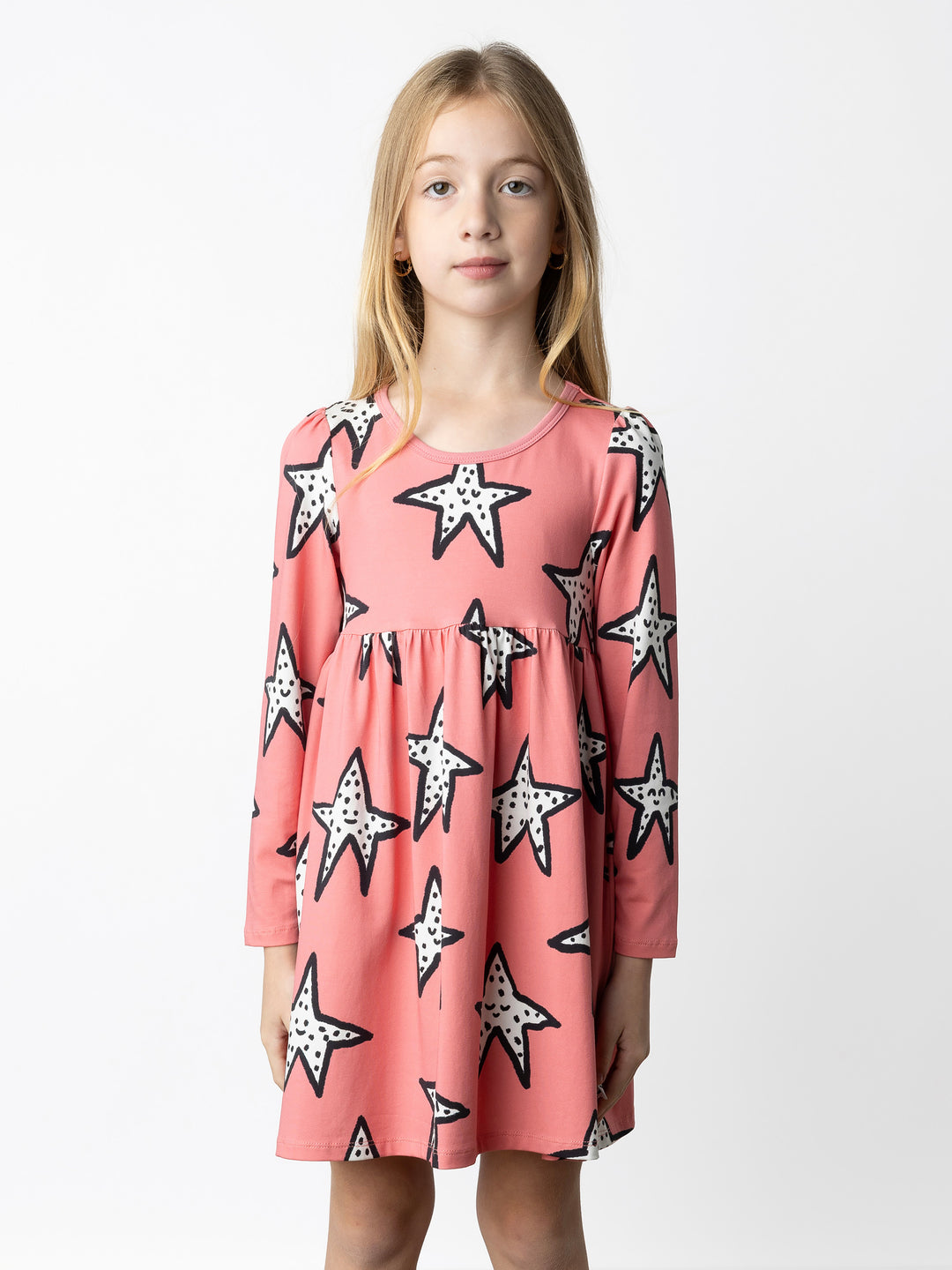 Minti kids clothing. Comfy tshirting weight dress with ruched empire seam. 190 Gram // 95% Cotton // 5% Elastane.