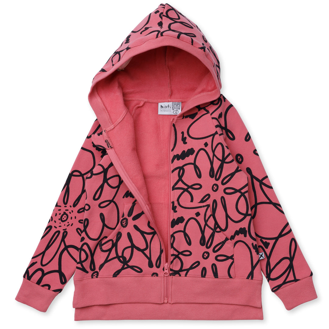 Minti Flower Outline Furry Zip Up