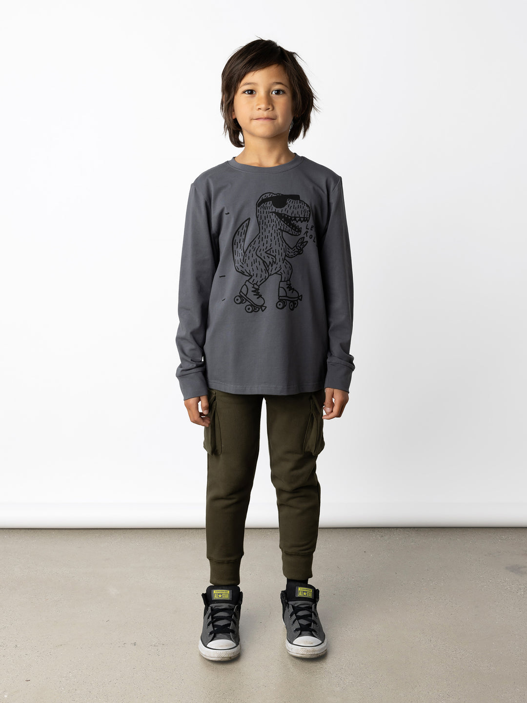 Minti kids clothing. Super luxe tee with self cuffs. 190 Gram // 95% Cotton // 5% Elastane.