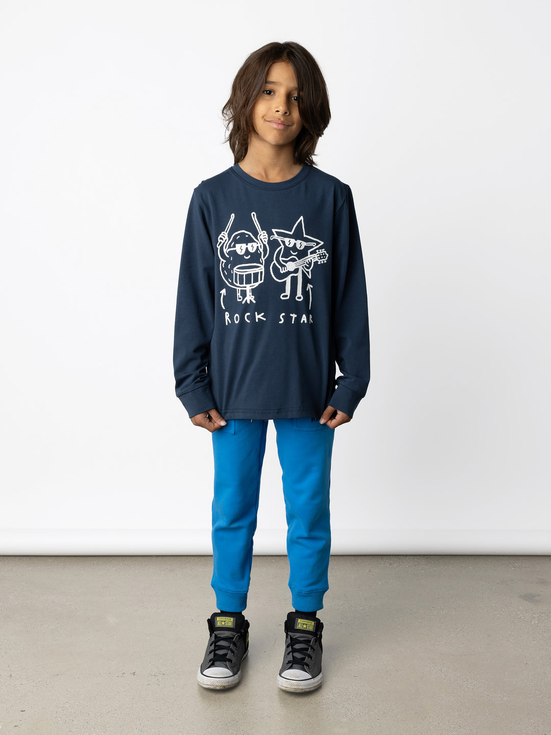 Minti kids clothing. Super luxe tee with self cuffs. 190 Gram // 95% Cotton // 5% Elastane.