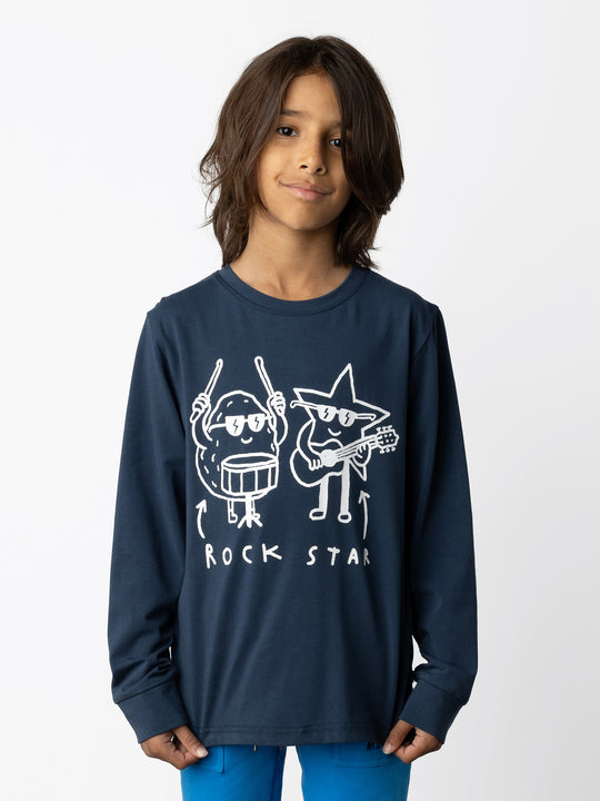Minti kids clothing. Super luxe tee with self cuffs. 190 Gram // 95% Cotton // 5% Elastane.