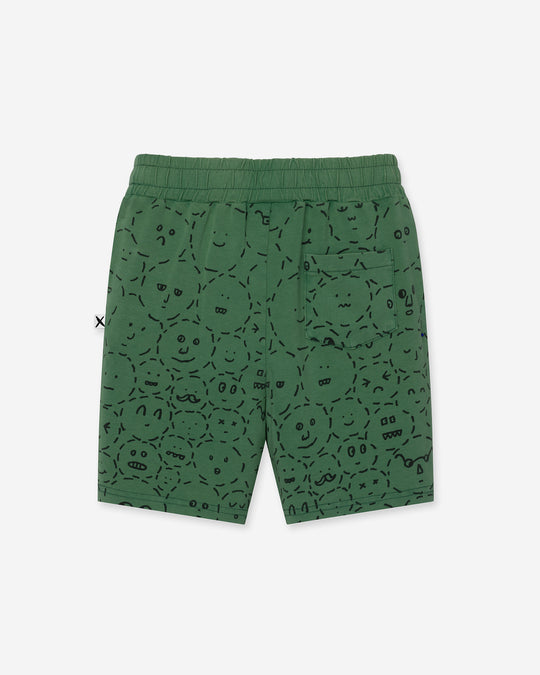 Different Faces Short in turf wash, boys shorts by Minti, flat lay