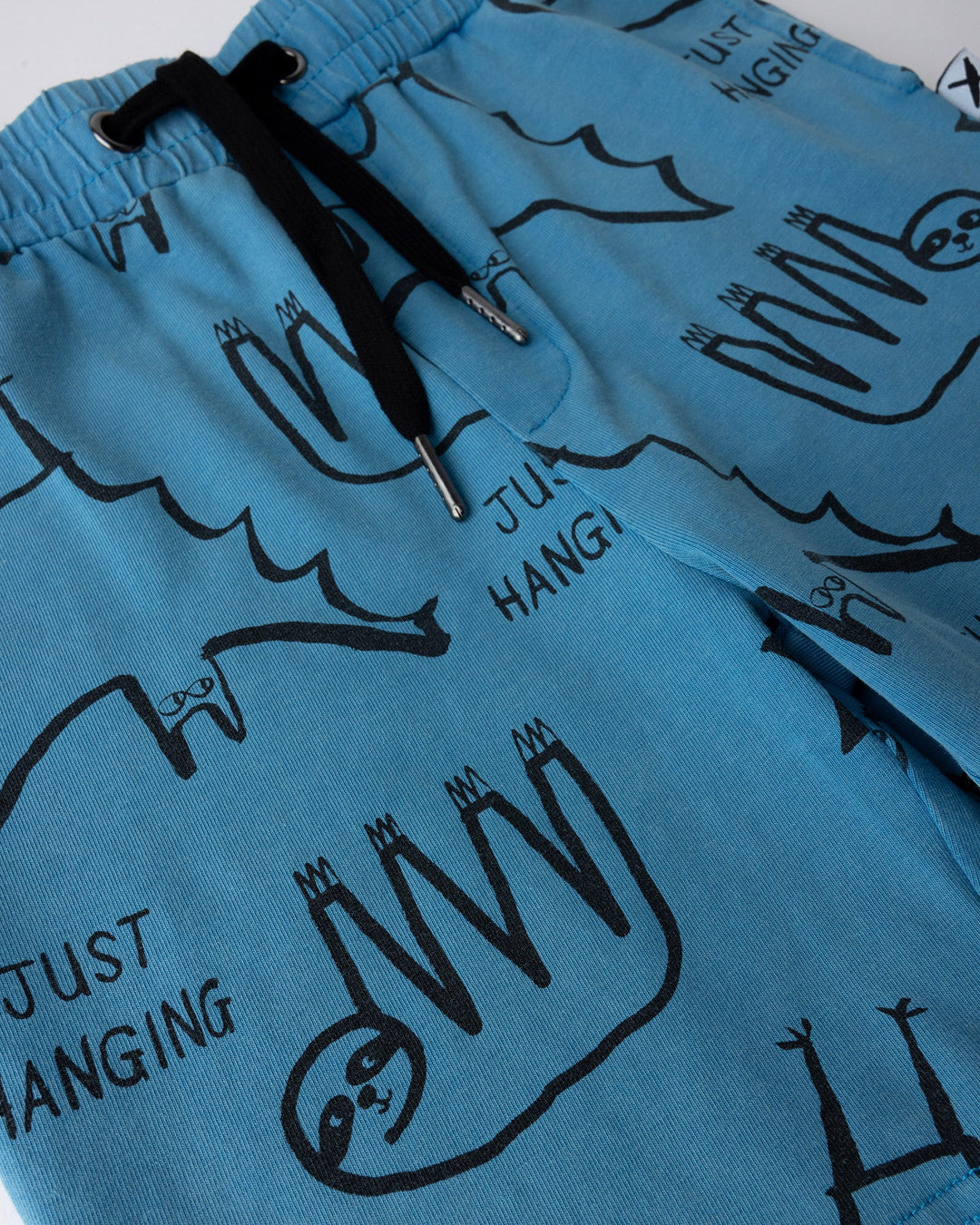 Close up of the Just Hanging Short print in sky wash