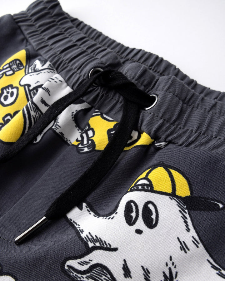 Close up detail of the Skate Ghost Short in dark grey