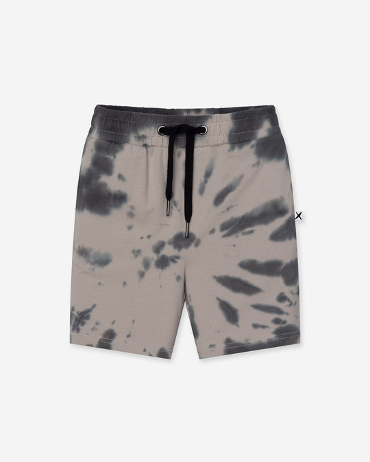 Splatter Short in grey, boys shorts by Minti, flat lay