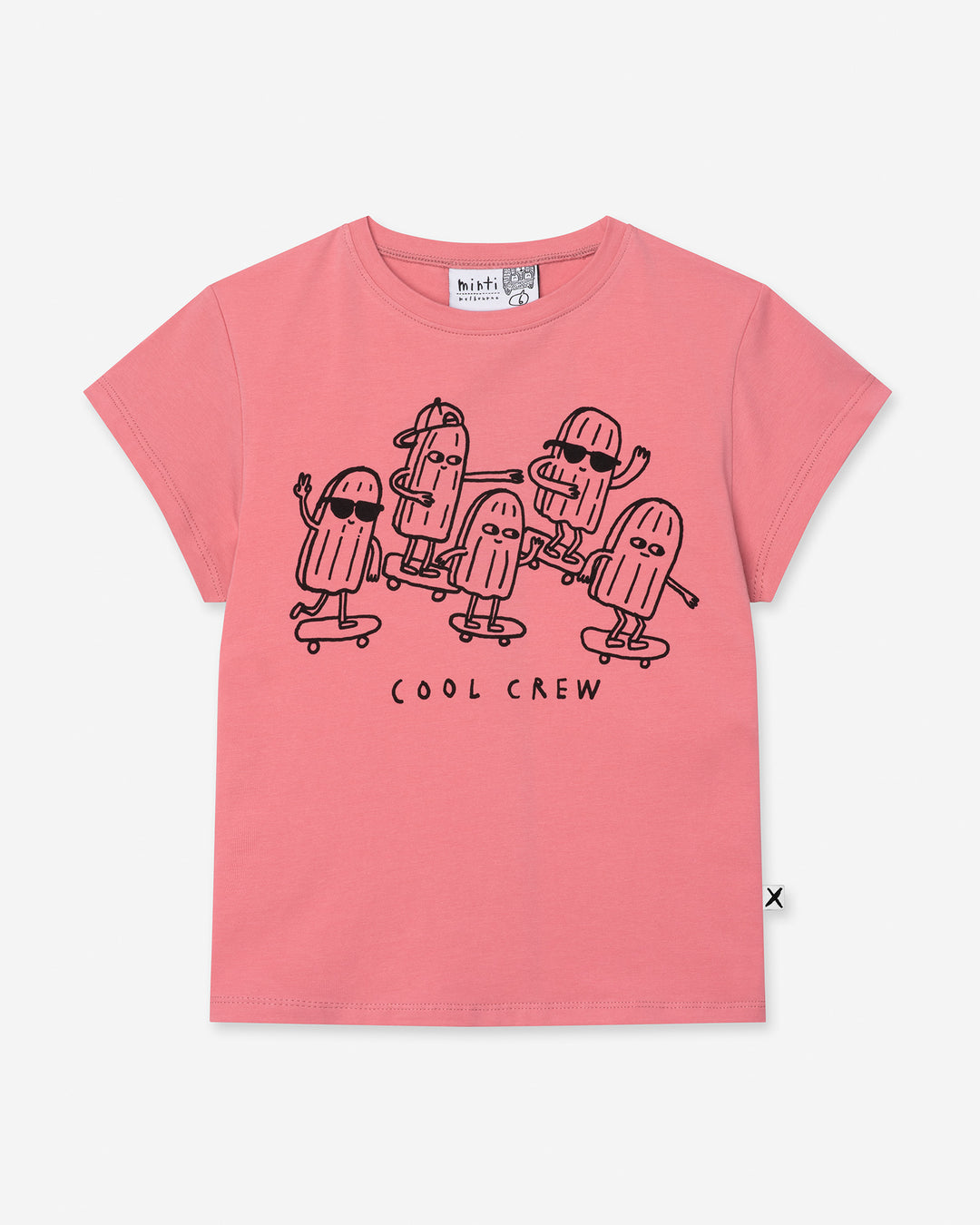 Cool Crew Tee in candy, girls t shirt by Minti, flat lay