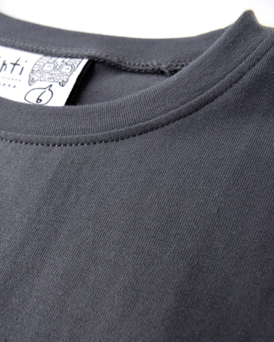 Close up detail of the Icecream Bunny Tee in dark grey