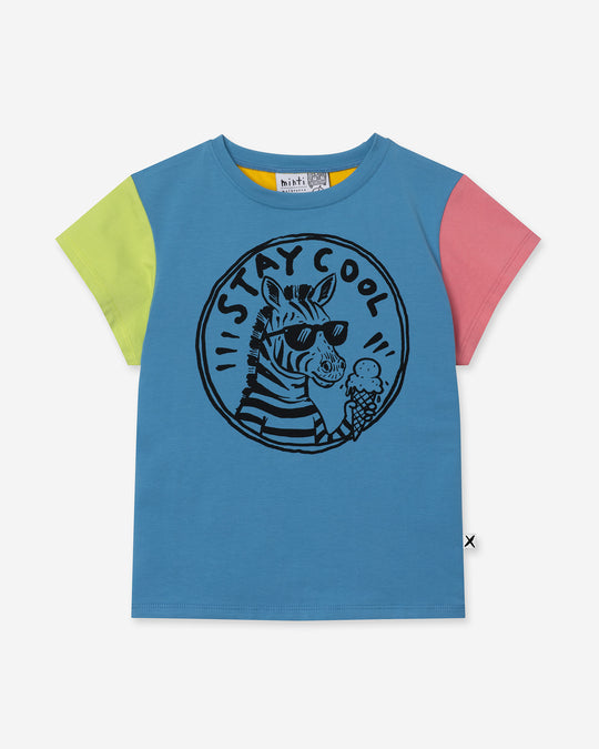 Stay Cool Tee in multi, girls t shirt by Minti, flat lay