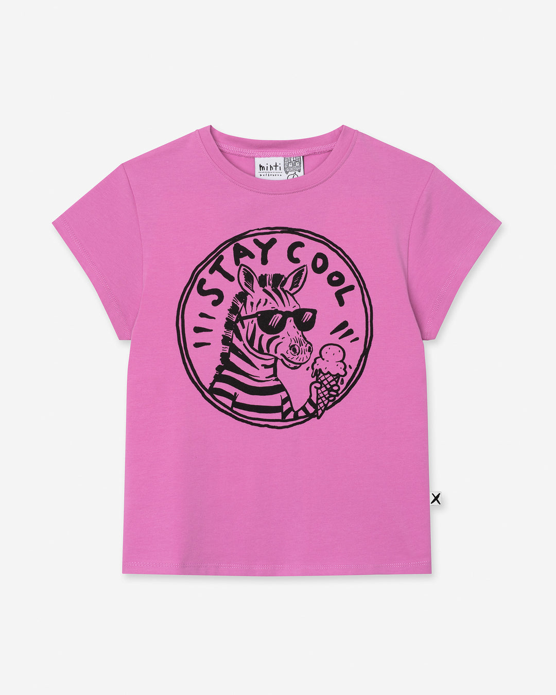 Stay Cool Tee in violet, girls t shirt by Minti, flat lay