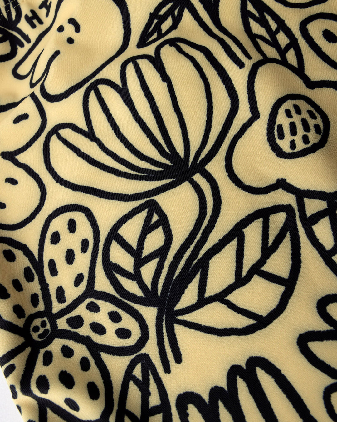 Close up of the Big Flowers Swimsuit print in sunshine