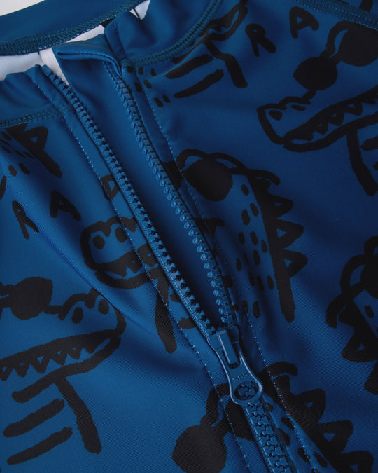 Close up detail of the Rad Croc Rashie in midnight