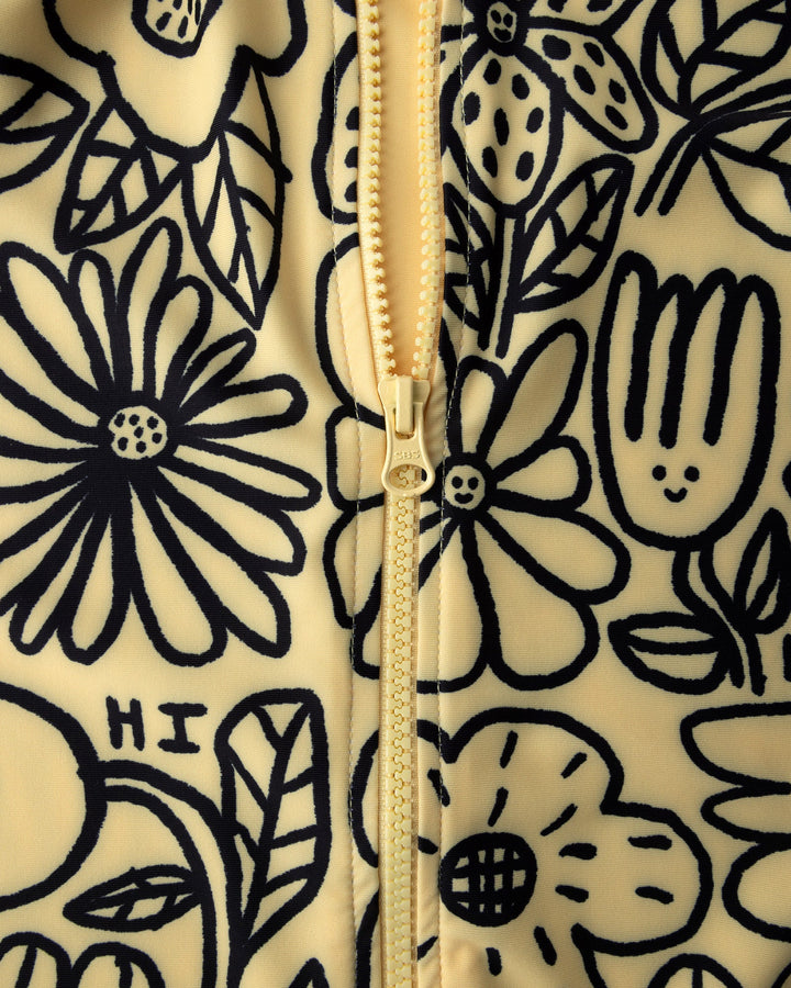 Close up detail of the Big Flowers Rashie Set in sunshine
