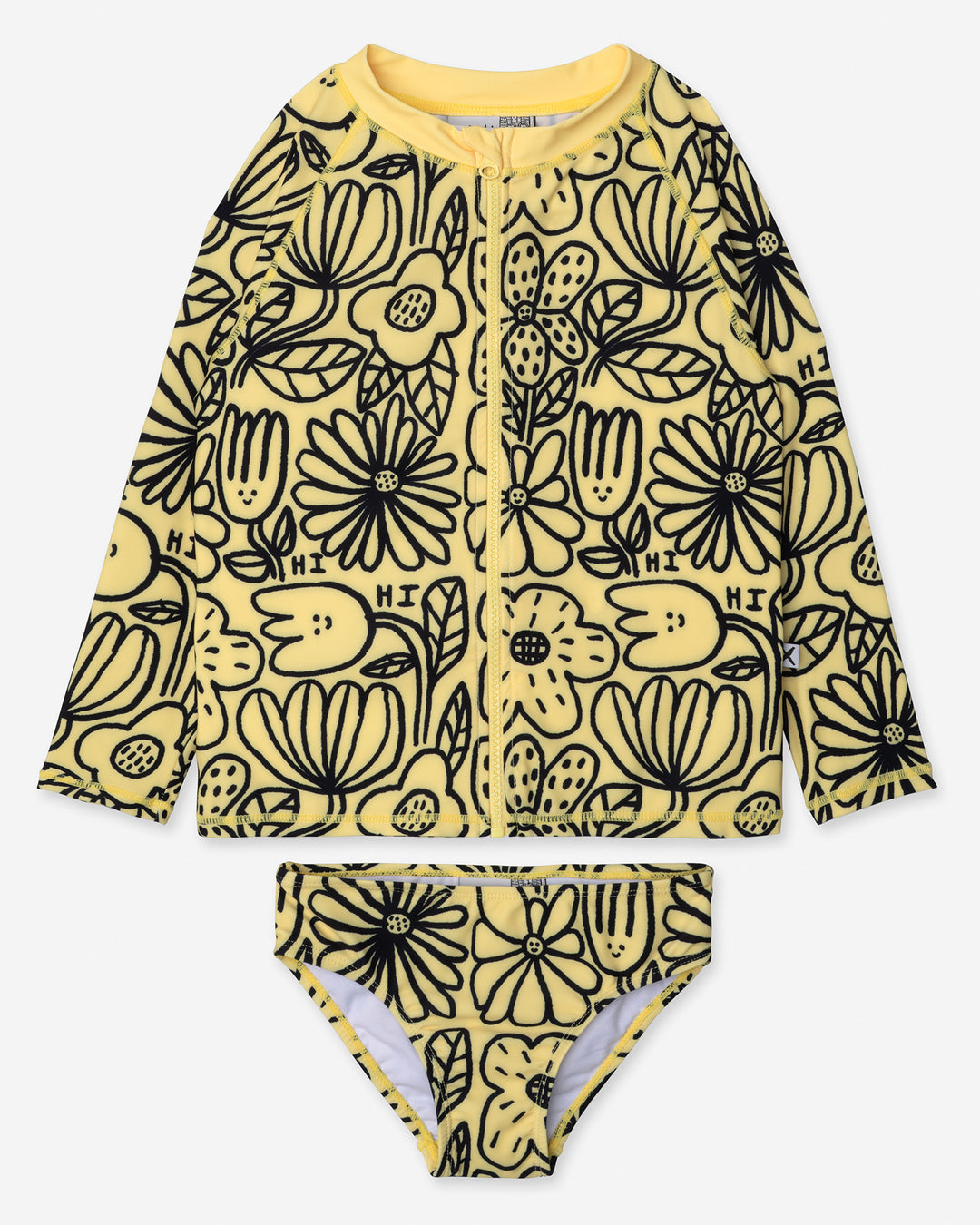 Big Flowers Rashie Set in sunshine, girls swimwear by Minti, flat lay