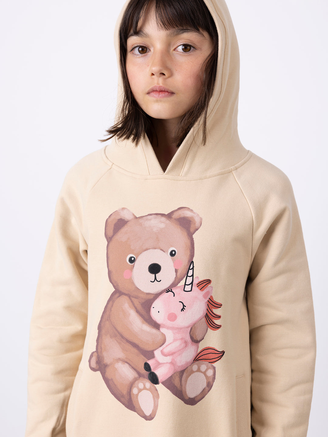 Minti Teddy And Unicorn Furry Hoodie Dress