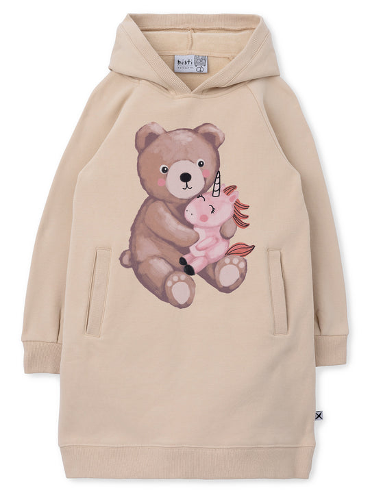 Minti Teddy And Unicorn Furry Hoodie Dress