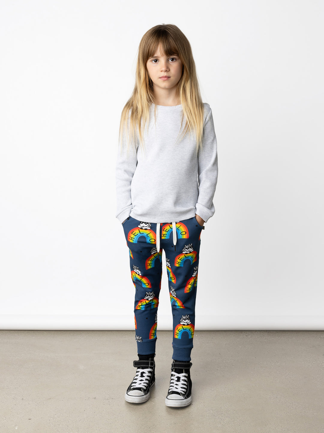 Minti kids clothing. Super cool universal fit Waffle tee with self cuffs, split side seam and slightly longer back hem. 95% Cotton // 5% Elastane.