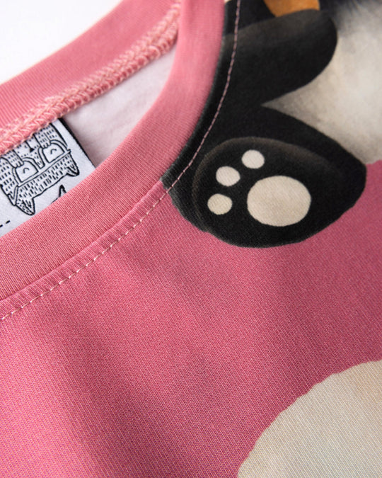 Close up detail of the Icecream Panda Dress in candy