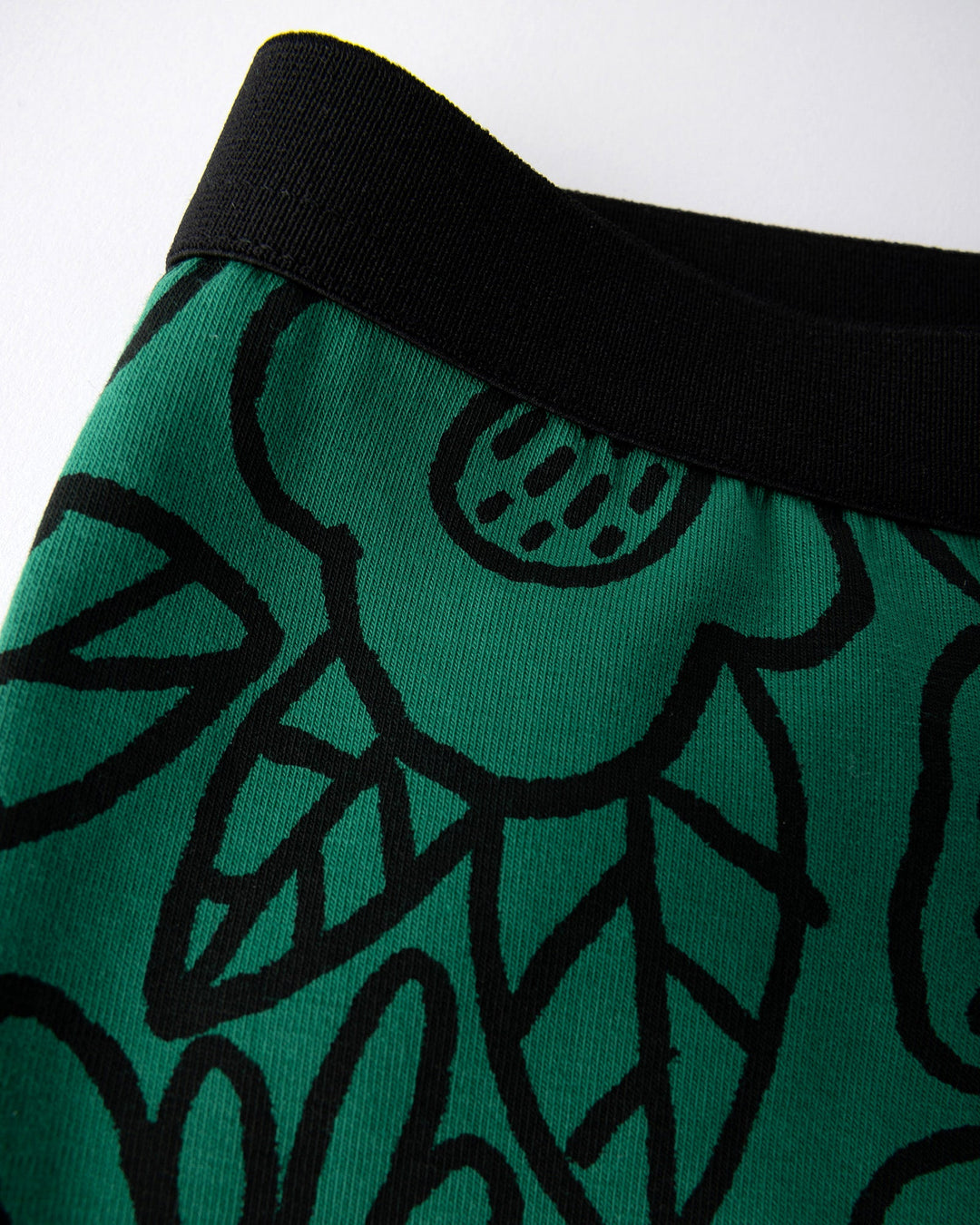 Close up detail of the Big Flowers Bike Pant in kelly green