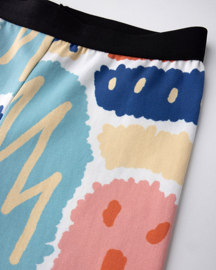 Close up of the Cool Shapes Bike Pant print in white