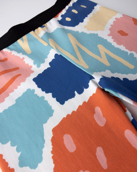 Close up detail of the Cool Shapes Bike Pant in white