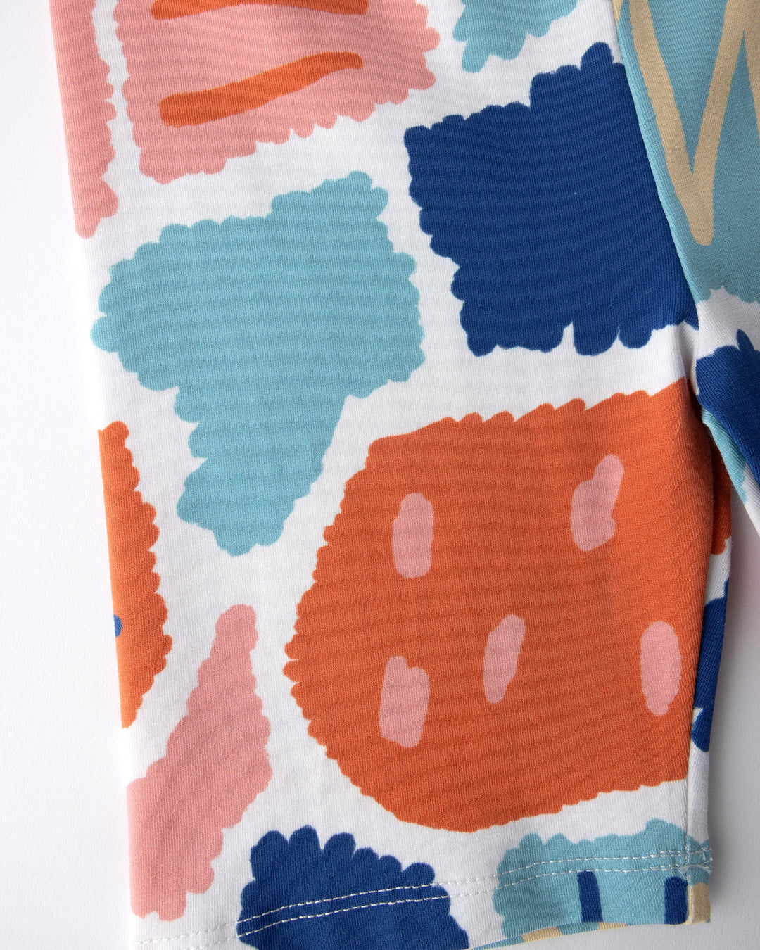 Close up of the Cool Shapes Bike Pant print in white