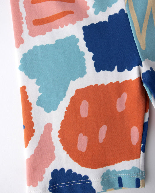 Close up of the Cool Shapes Bike Pant print in white