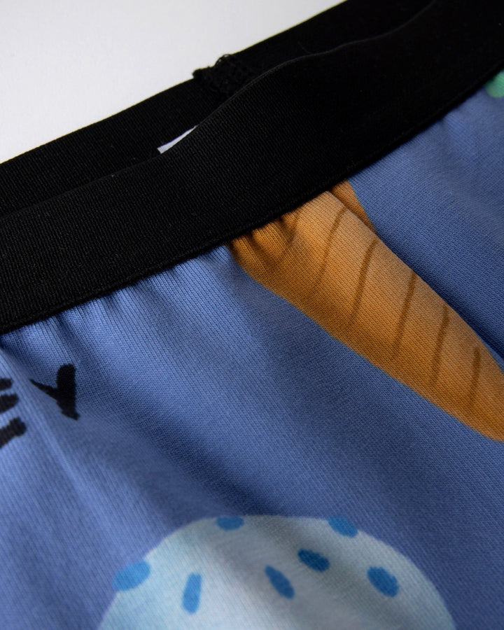Close up detail of the Happy Icecreams Bike Pant in cornflower