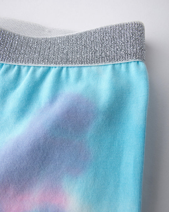 Close up detail of the Tie Dye Bike Pant in multi