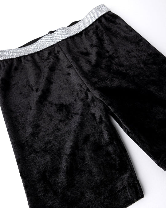 Close up detail of the Velvet Bike Pant in black