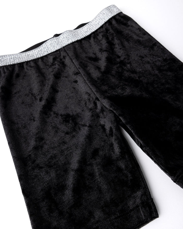 Close up detail of the Velvet Bike Pant in black