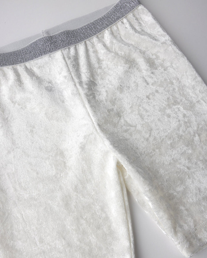 Close up detail of the Velvet Bike Pant in cream
