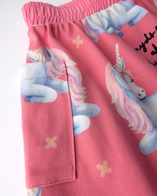 Close up detail of the Daydreaming Unicorn Skirt in candy