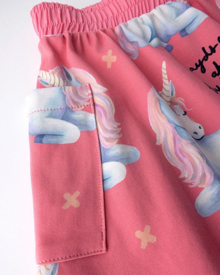 Close up detail of the Daydreaming Unicorn Skirt in candy