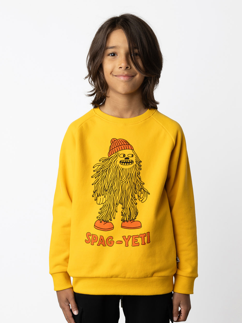Minti kids clothing. Super cool and comfy crew with hidden side pockets. Perfect for keeping hands warm! 330 Gram // Brushed Inside // 95% Cotton // 5% Elastane.