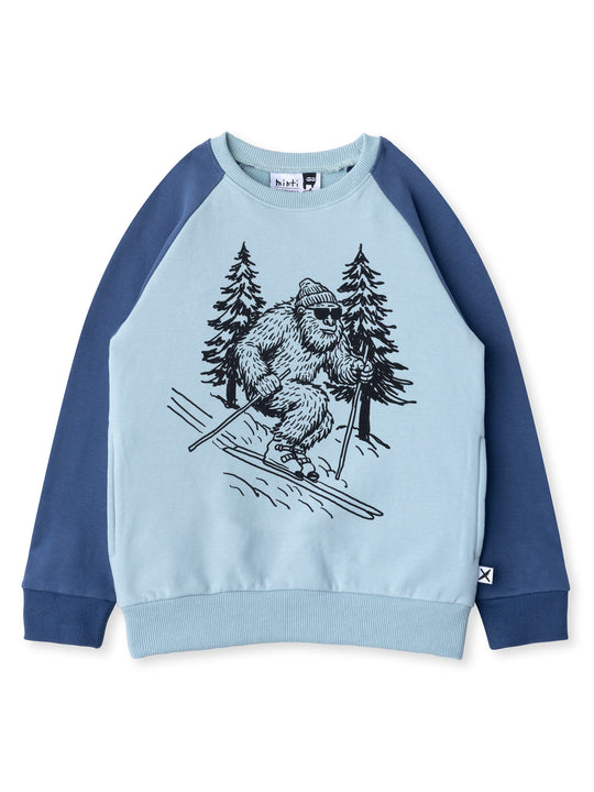 Minti kids clothing. Super cool and comfy crew with hidden side pockets. Perfect for keeping hands warm! 330 Gram // Brushed Inside // 95% Cotton // 5% Elastane.