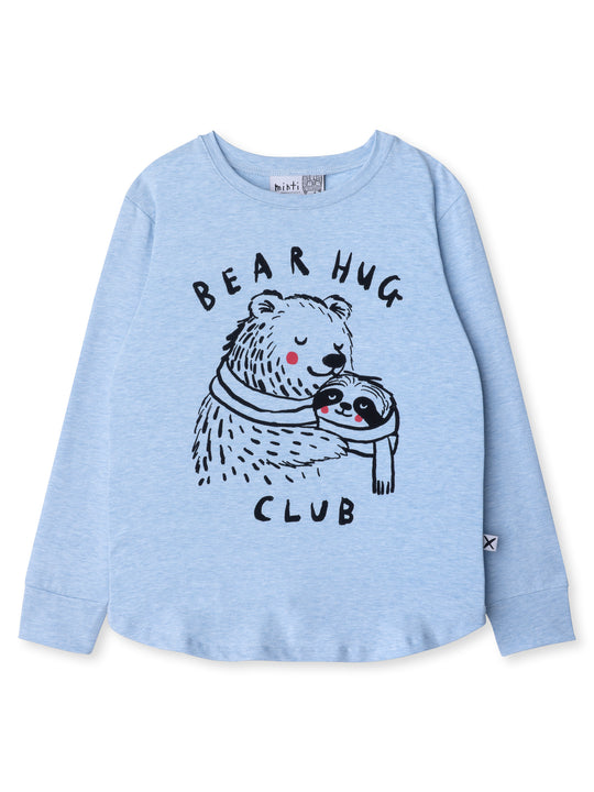 Minti kids clothing. Comfy tee with self cuffs and curved front and back hem. 180 Gram // 95% Cotton // 5% Elastane.