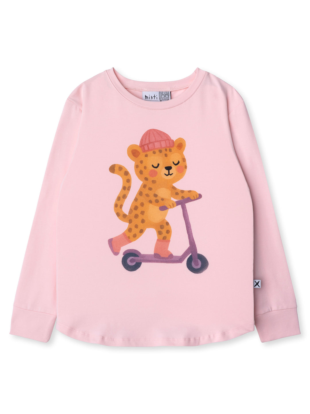 Minti kids clothing. Comfy tee with self cuffs and curved front and back hem. 190 Gram // 95% Cotton // 5% Elastane.