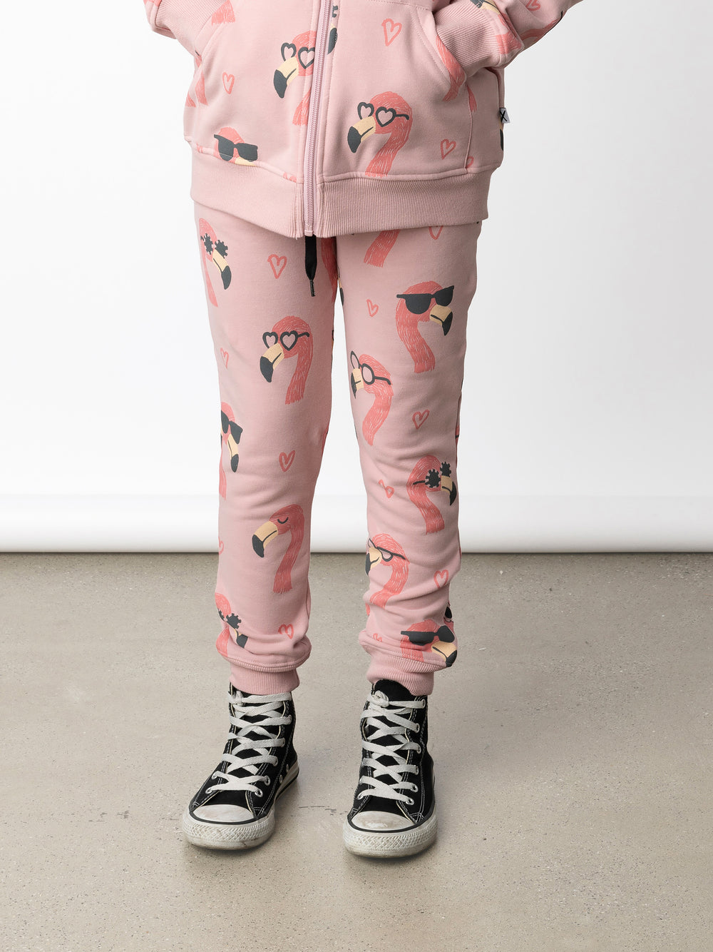 Minti kids clothing. Slim leg trackies with front pockets, shoelace cord and 2x2 rib waistband and cuffs. 330 Gram // Brushed Inside // 95% Cotton // 5% Elastane.
