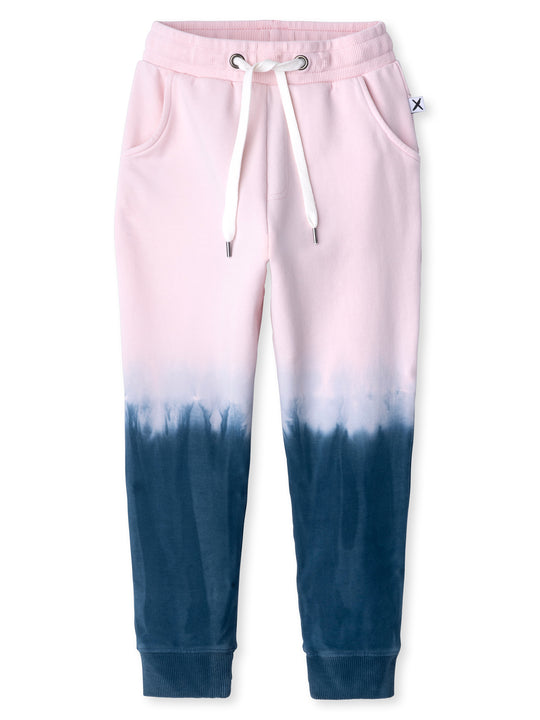 Minti kids clothing. Slim leg trackies with front pockets, shoelace cord and 2x2 rib waistband and cuffs. 320 Gram // 95% Cotton // 5% Elastane.