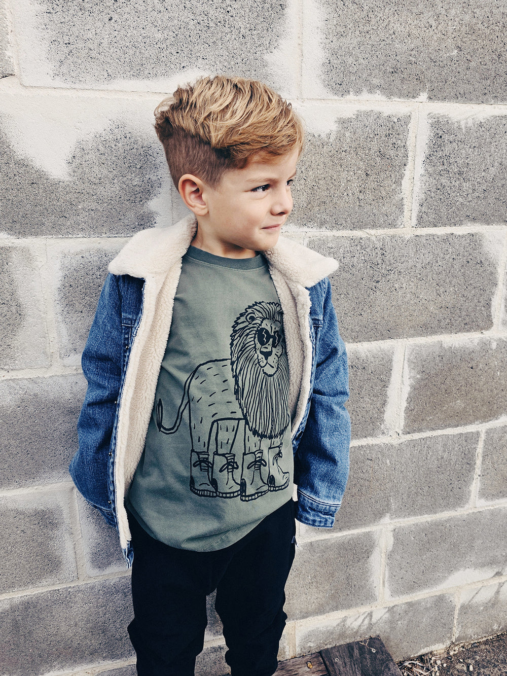 Minti Teddy Lined Denim Bomber