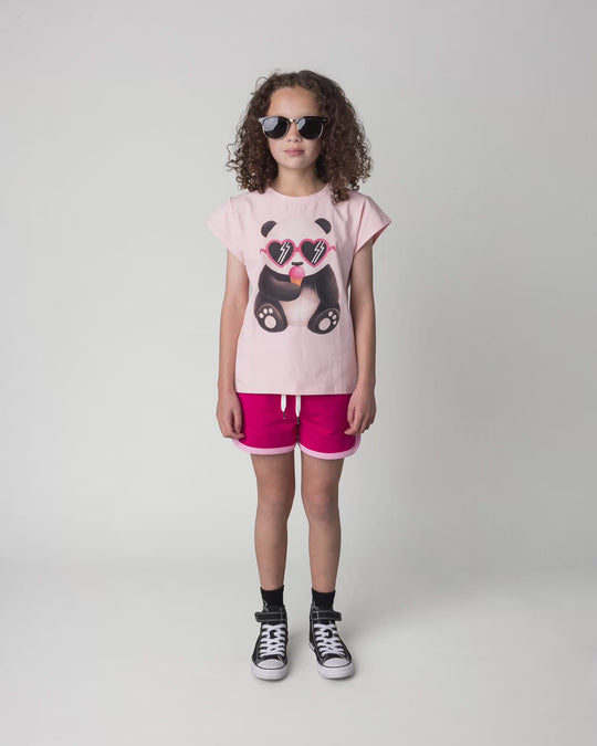 Kid wearing the Icecream Panda Tee in light pink, full circle video